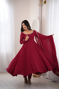 Maroon Trendy Anarkali Suit Set