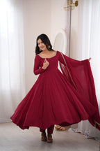 Maroon Trendy Anarkali Suit Set