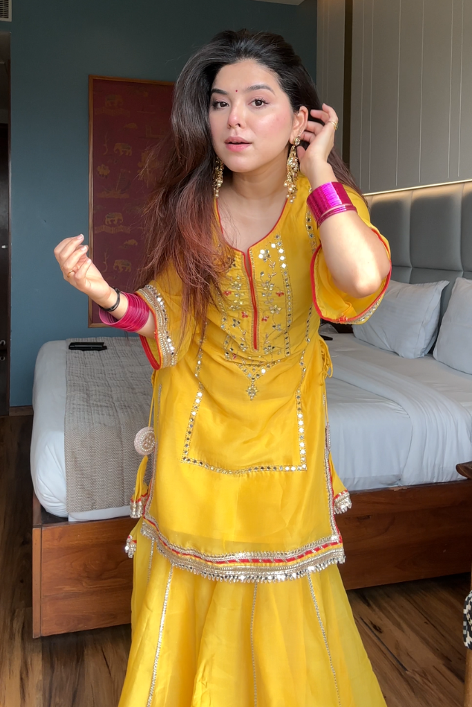 Naumya Neon Yellow Sharara Suit Set