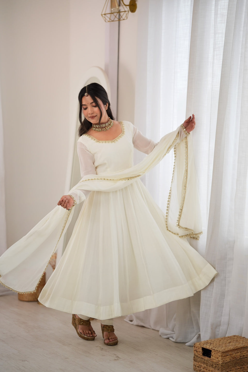 Off whiteTrendy Anarkali Suit Set