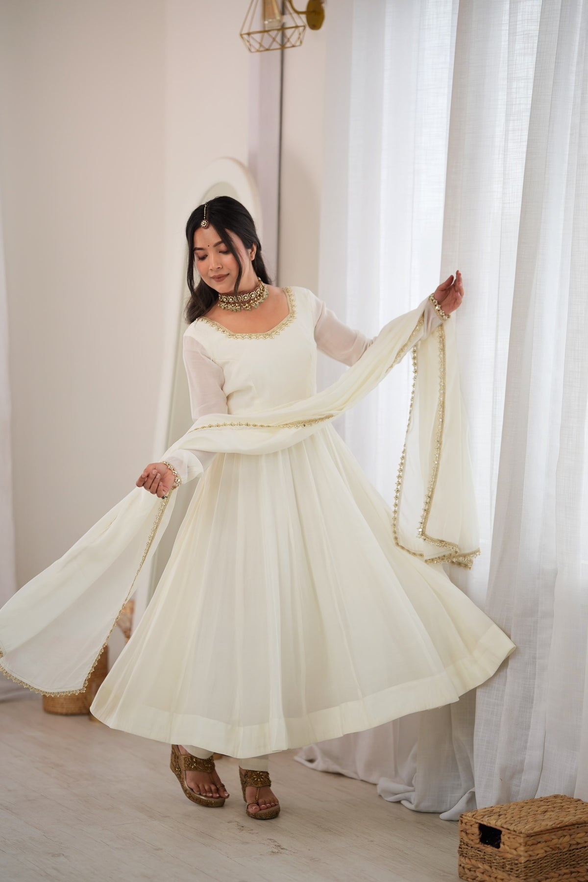 Off whiteTrendy Anarkali Suit Set