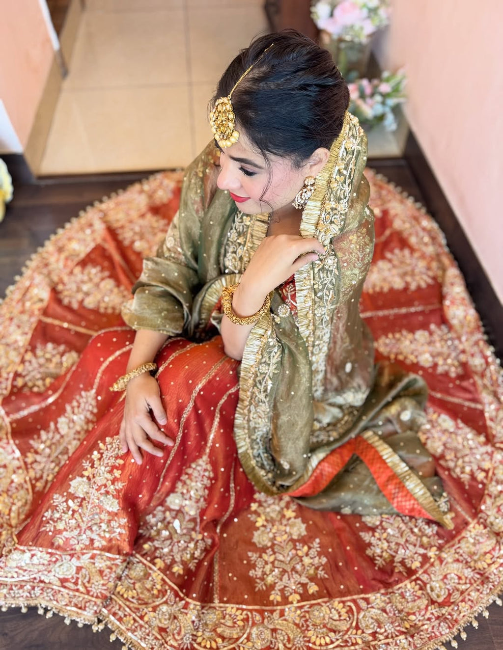 Orange Shades Premium Quality Anarkali Suit Set