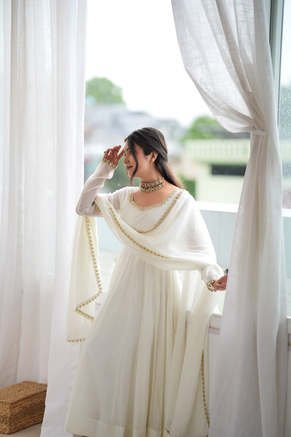Off whiteTrendy Anarkali Suit Set
