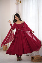 Maroon Trendy Anarkali Suit Set