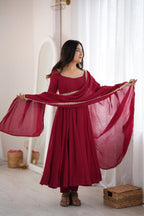 Maroon Trendy Anarkali Suit Set