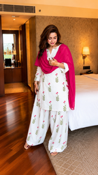 AAYSHA WHITE FLORAL FARSHI SUIT SET