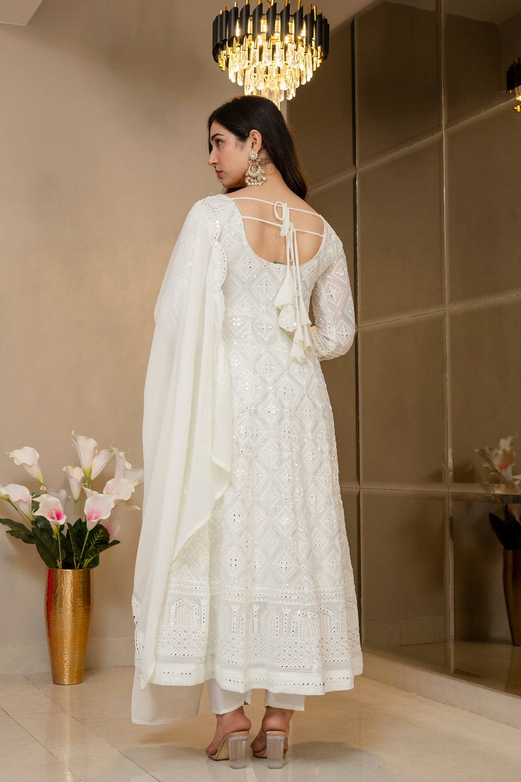 Luxury Off-White Georgette Anarkali Suit