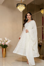 Luxury Off-White Georgette Anarkali Suit
