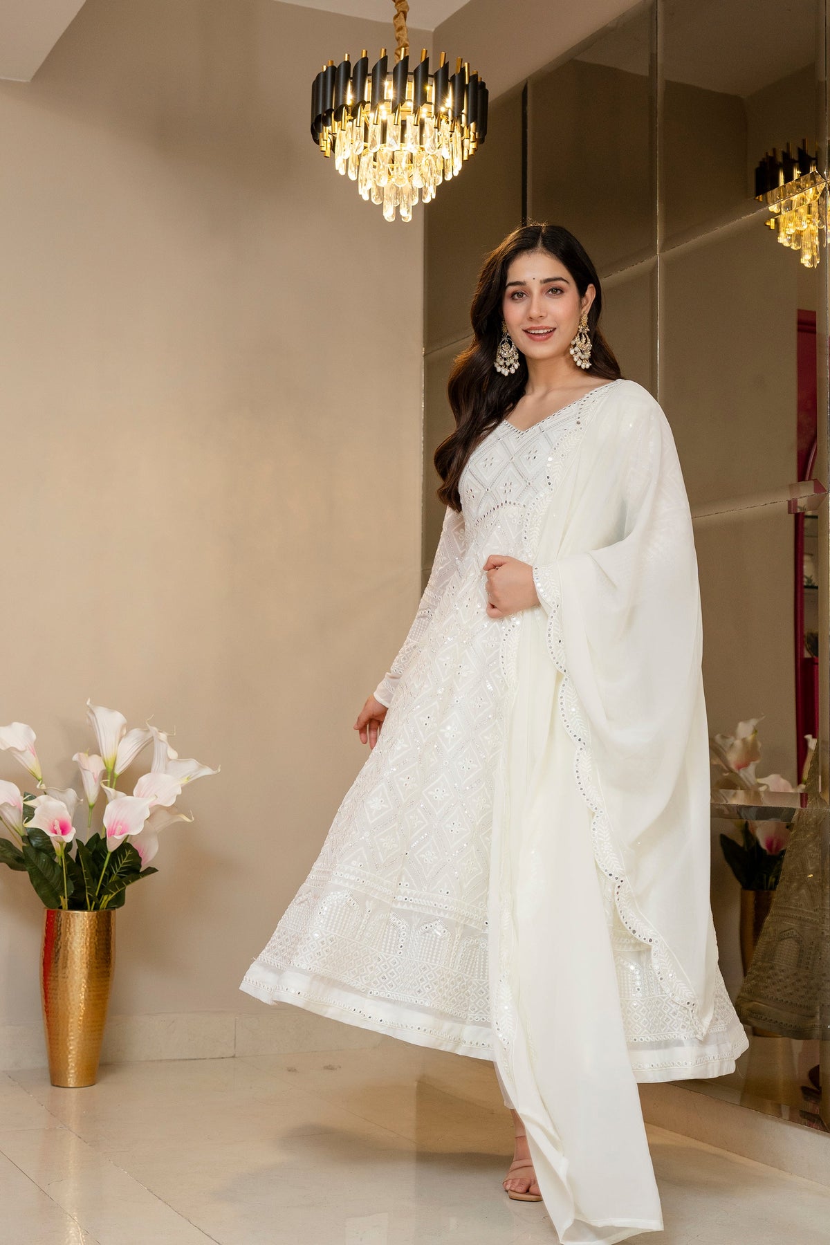 Luxury Off-White Georgette Anarkali Suit