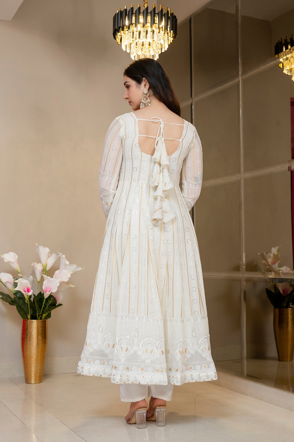 Premium Ivory Anarkali with Royal Finish Elegance Anarkali Suit Set