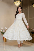Premium Ivory Anarkali with Royal Finish Elegance Anarkali Suit Set