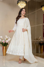 Premium Ivory Anarkali with Royal Finish Elegance Anarkali Suit Set