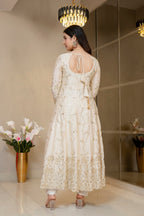 Premium Ivory Royal Zari Work Kali Cut Anarkali Suit Set