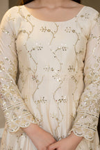 Premium Ivory Royal Zari Work Kali Cut Anarkali Suit Set