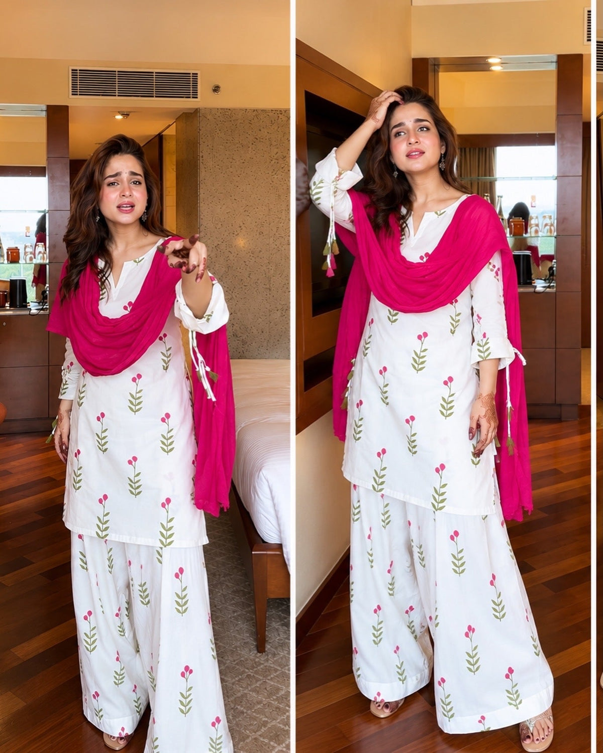 AAYSHA WHITE FLORAL FARSHI SUIT SET