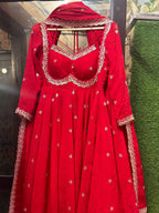 Classic Red Karva Chauth Special Anarkali Suit Set
