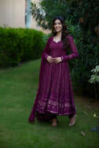 Navya purple embroidered suit set 6039