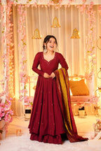 Madhuri's Premium Cotton Anarkali Suit Set With Plazzo