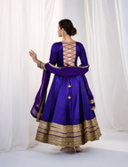 Purple Embroidered Anarkali Gown Set