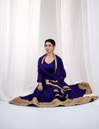 Purple Embroidered Anarkali Gown Set