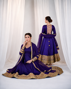 Purple Embroidered Anarkali Gown Set
