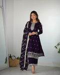PURPLE COLOR PREMIUM QUALITY SUIT SET DT -273