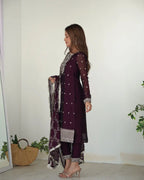 WINE COLOR PREMIUM QUALITY SUIT SET DT -273