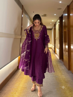 Royal Vichitra Silk Heavy Embroidered Anarkali Suit Set