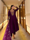 Royal Vichitra Silk Heavy Embroidered Anarkali Suit Set
