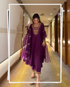 Royal Vichitra Silk Heavy Embroidered Anarkali Suit Set