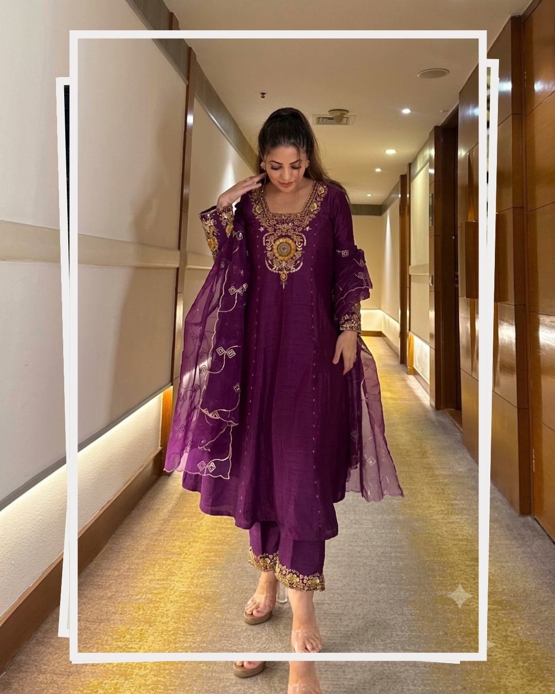 Royal Vichitra Silk Heavy Embroidered Anarkali Suit Set