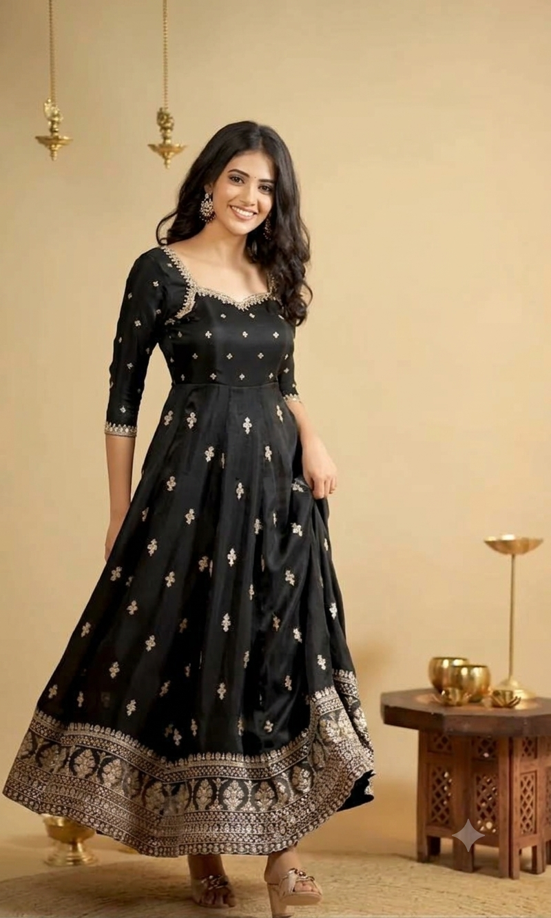Saakshi`s cosmo Slit Anarkali Premium Suit Set