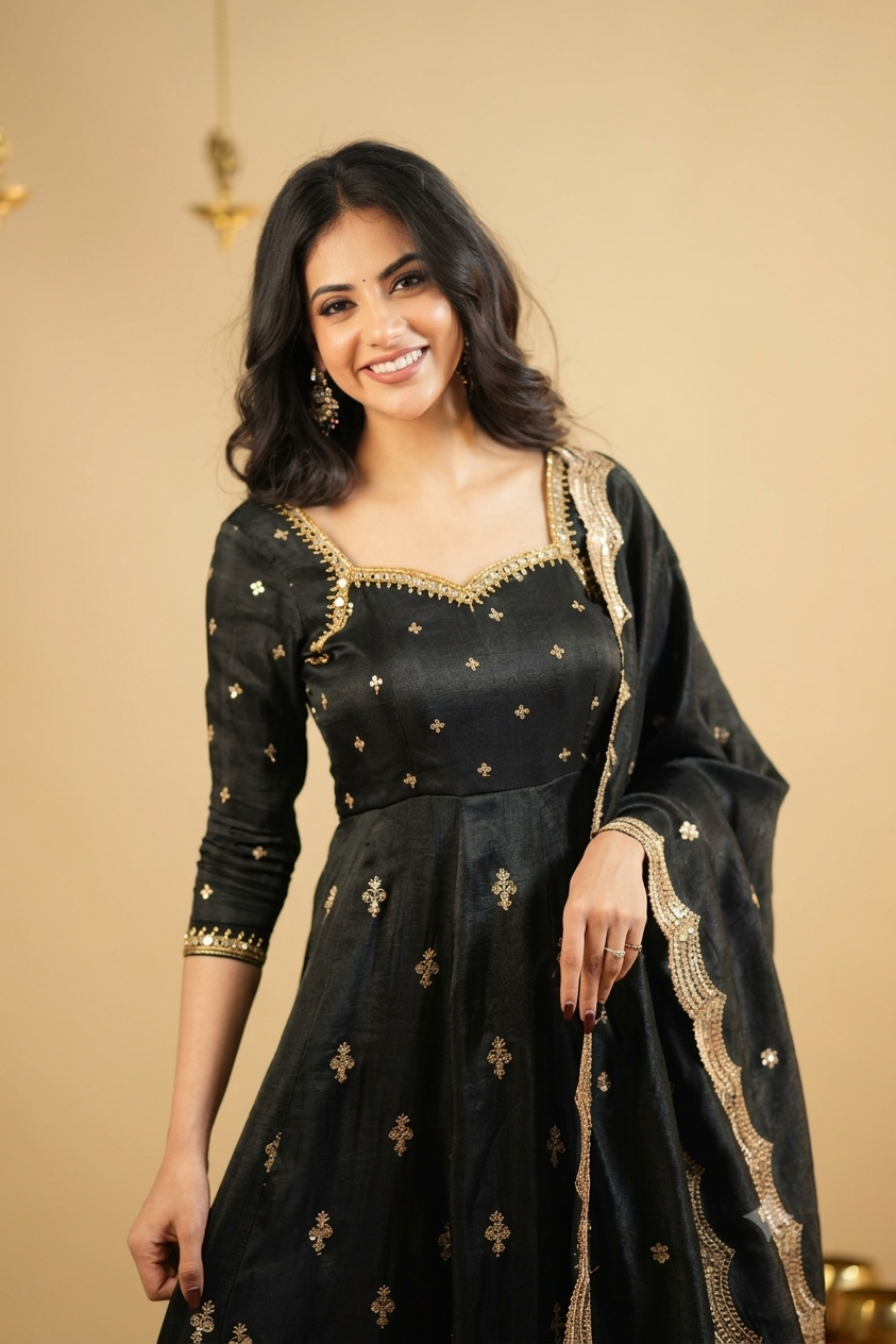 Saakshi`s cosmo Slit Anarkali Premium Suit Set