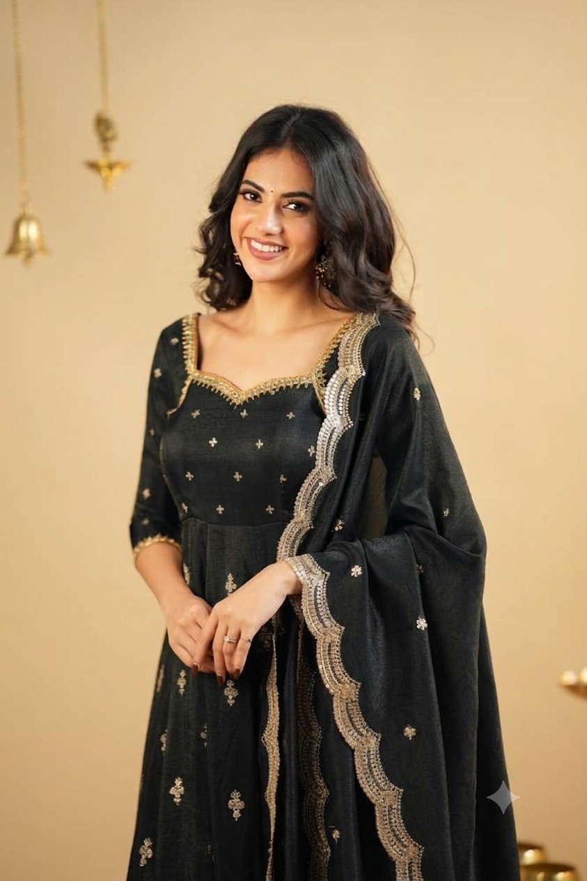 Saakshi`s cosmo Slit Anarkali Premium Suit Set