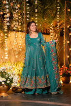 Rama Shades Crunchy Silk Anarkali Plazo Suit Set