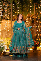 Rama Shades Crunchy Silk Anarkali Plazo Suit Set