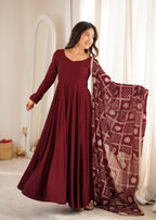 Maroon Trendy Anarkali Suit Set