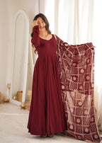 Maroon Trendy Anarkali Suit Set