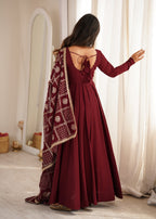 Maroon Trendy Anarkali Suit Set