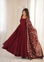 Maroon Trendy Anarkali Suit Set
