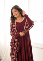Maroon Trendy Anarkali Suit Set