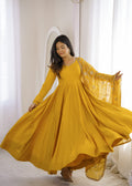 Yellow Trendy Anarkali Suit Set