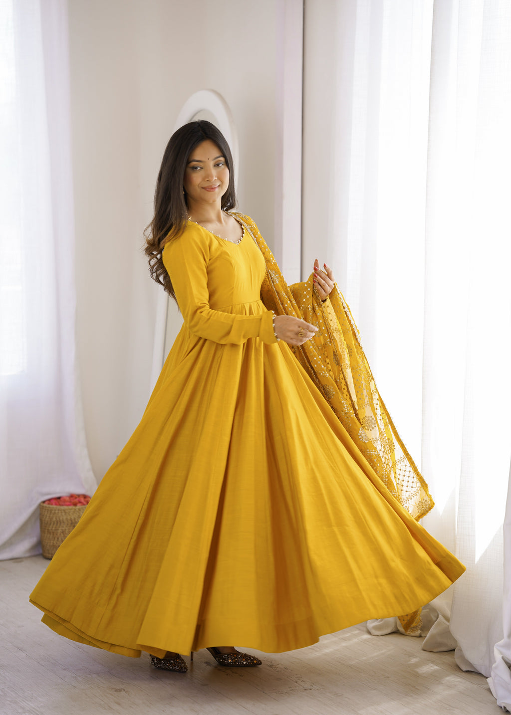 Yellow Trendy Anarkali Suit Set