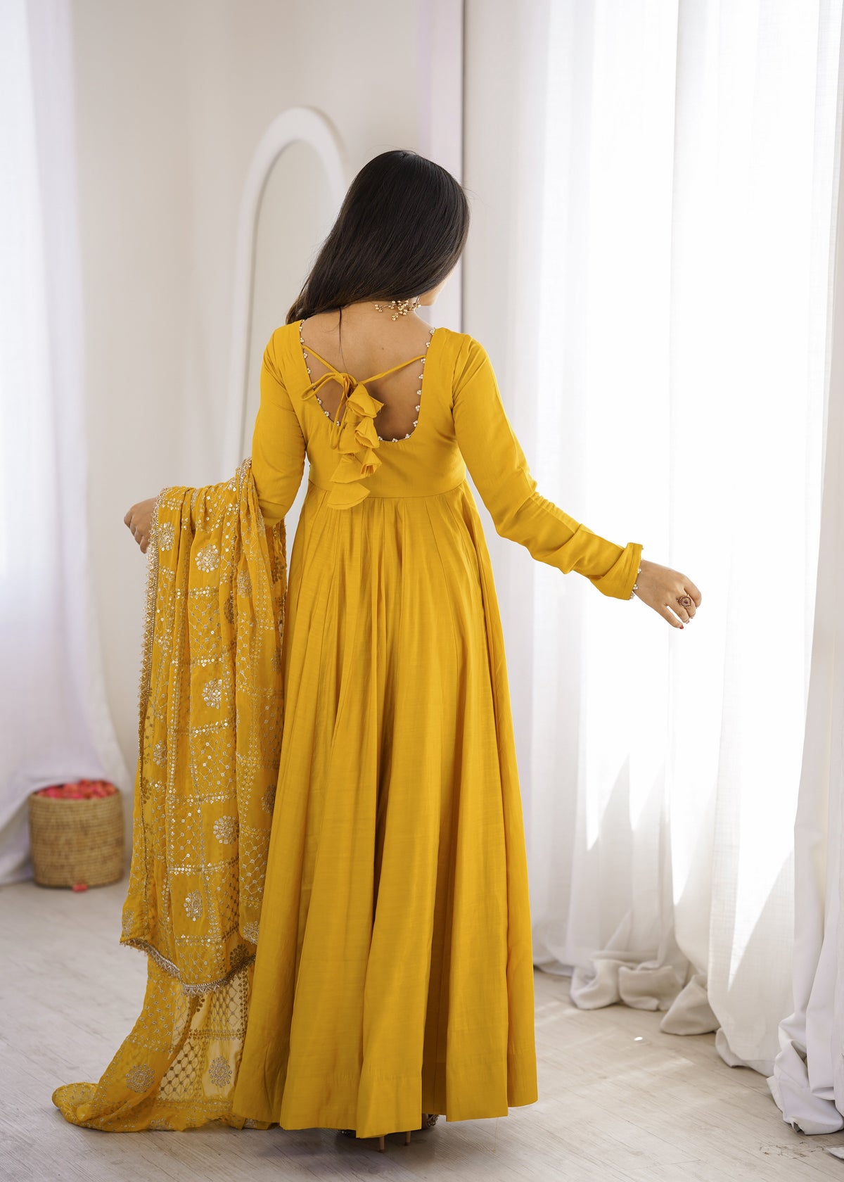 Yellow Trendy Anarkali Suit Set