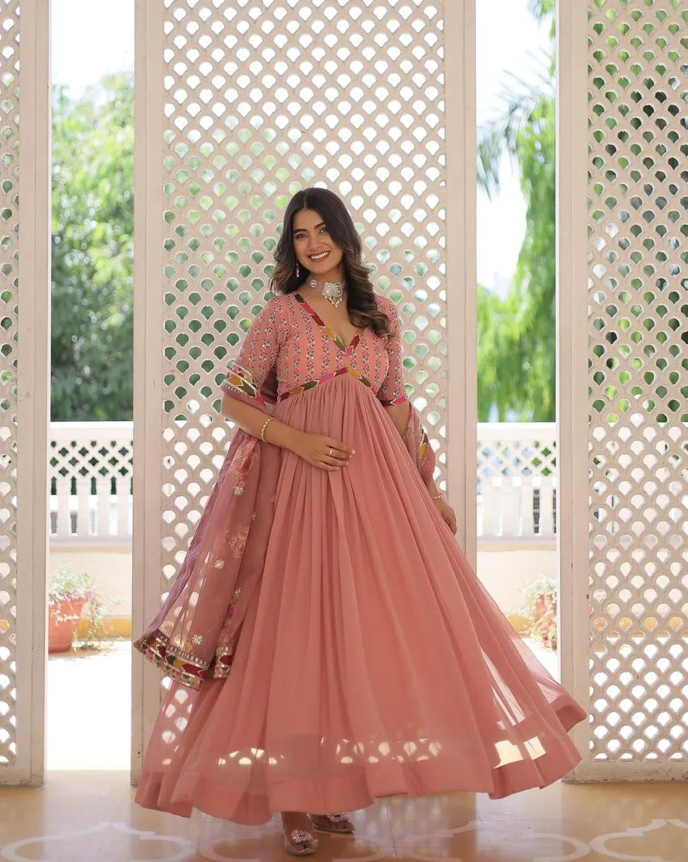 Peach Colour Anarkali suit set