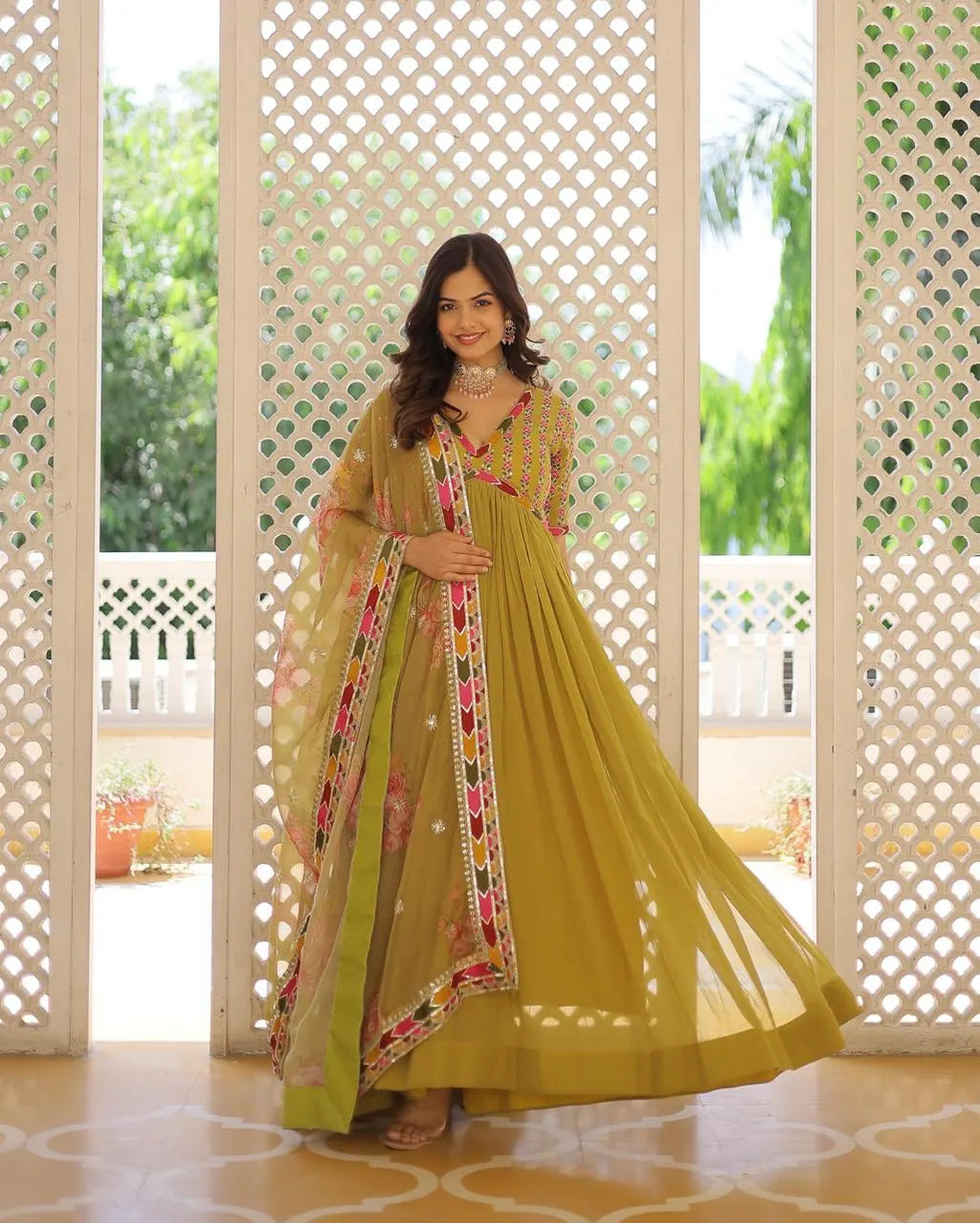 Pista Colour Anarkali suit set