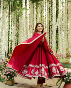 Rimmy Red Coloured Anarkali Suit Set