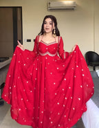 Classic Red Karva Chauth Special Anarkali Suit Set