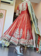 Orange Shades Premium Quality Anarkali Suit Set