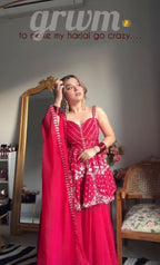 Neha s Pink Slit Sharara Suit Set